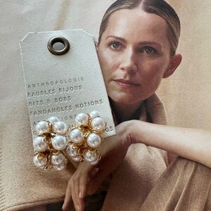 - Anthropologie Gold and Pearl Earrings